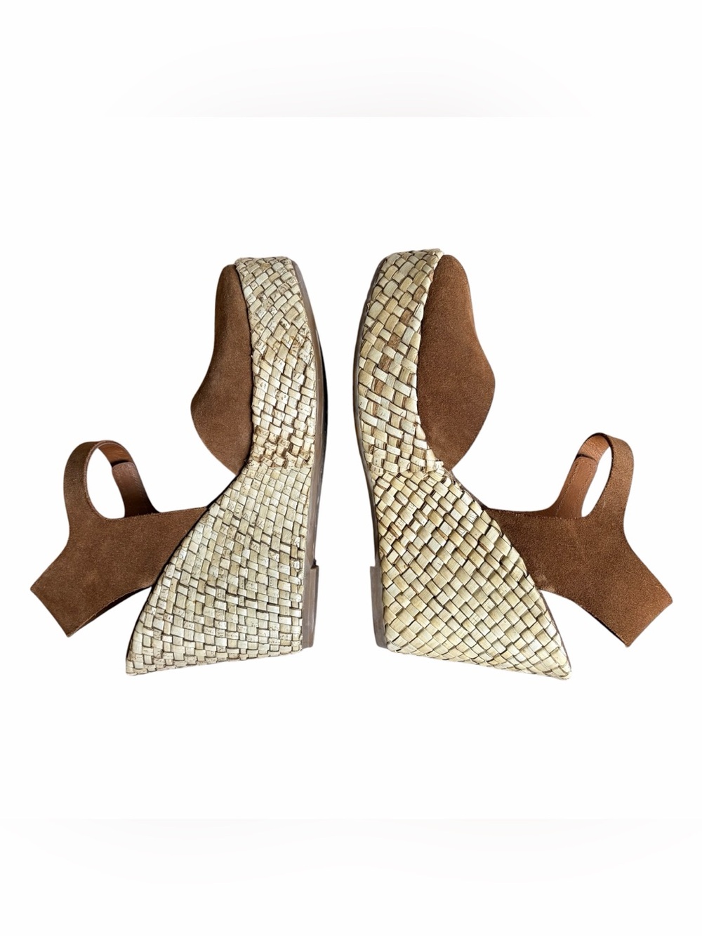 Pedro García Brown Suede Woven Wedge Sandals Boho Mediterranean Resort Size 37.5 - Picture 7 of 13